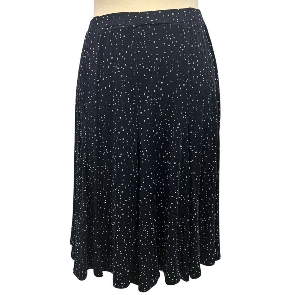 Chico’s Additions 3 Piece Slinky Navy Blue Dot Tank Skirt & Tie Waist Jacket 4/6 - Picture 10 of 16